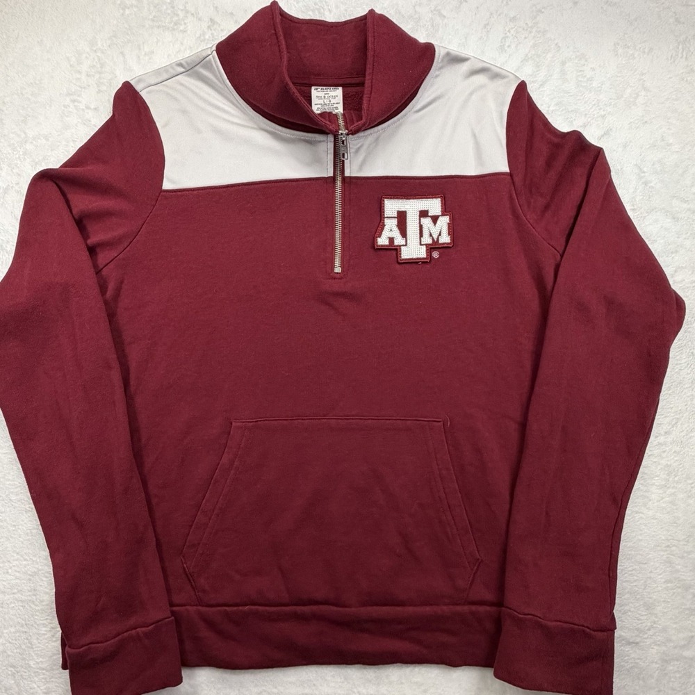 Texas A&M PINK Victoria Secret Aggies Qtr Zip Sweatshirt Pullover Sequin Large